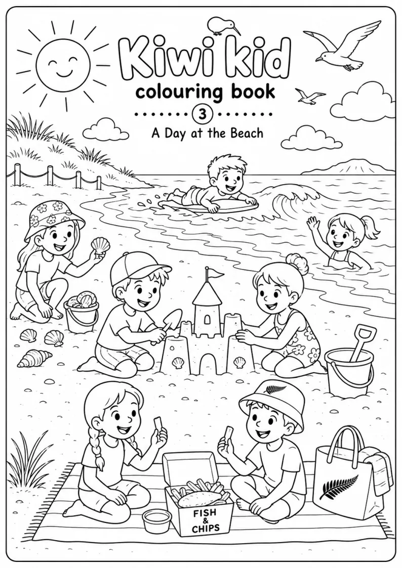 Kiwi Kid Colouring Book — preview of page 3