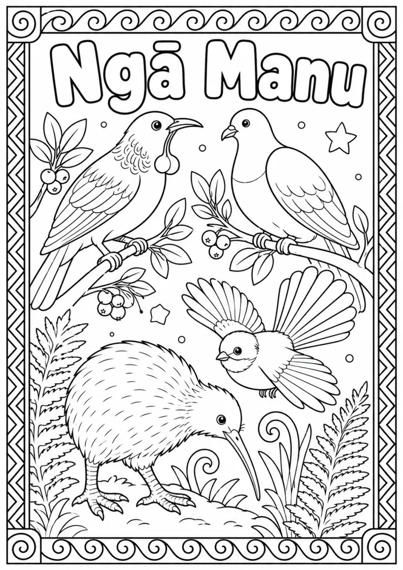 Ngā Tae o Aotearoa Colouring Pack — preview of page 3