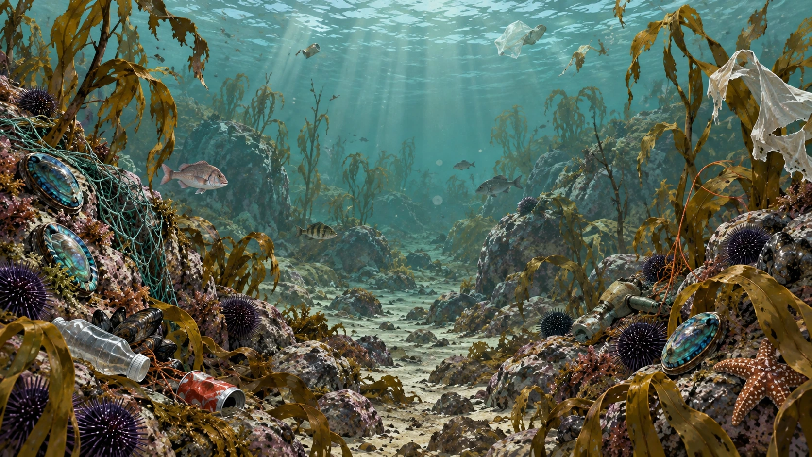 Polluted Aotearoa rocky reef that needs a clean-up