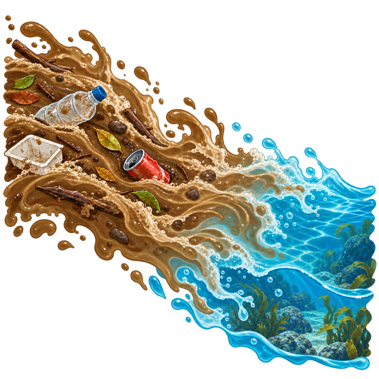 Dirty runoff approaching the reef