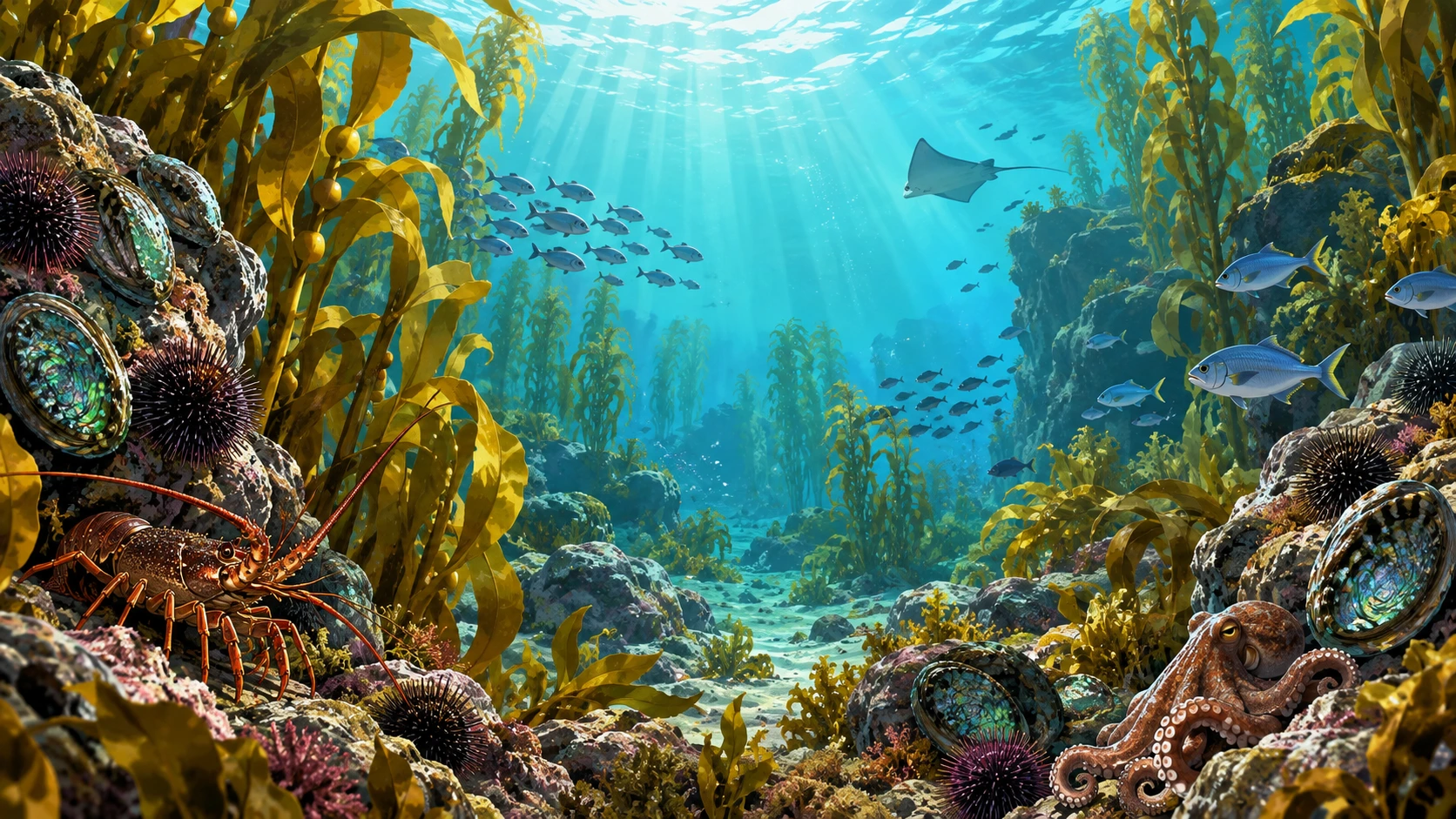 A thriving Aotearoa rocky reef and kelp forest ready for the Reef Rescue mission.