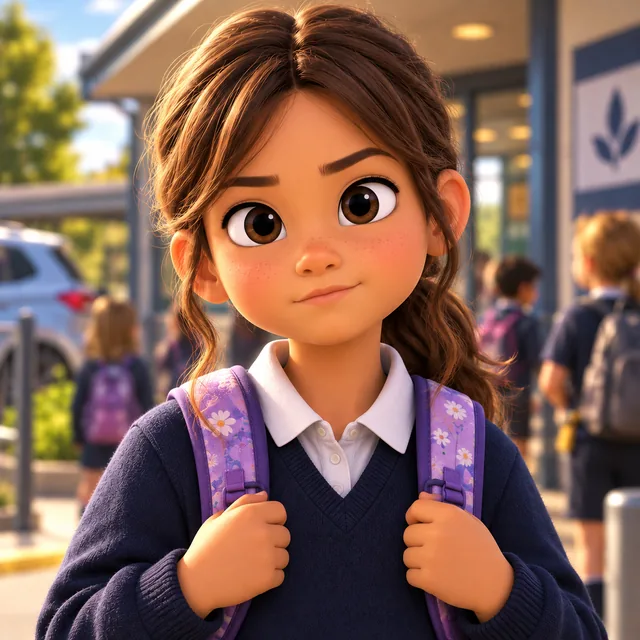 Younger school child with a backpack.