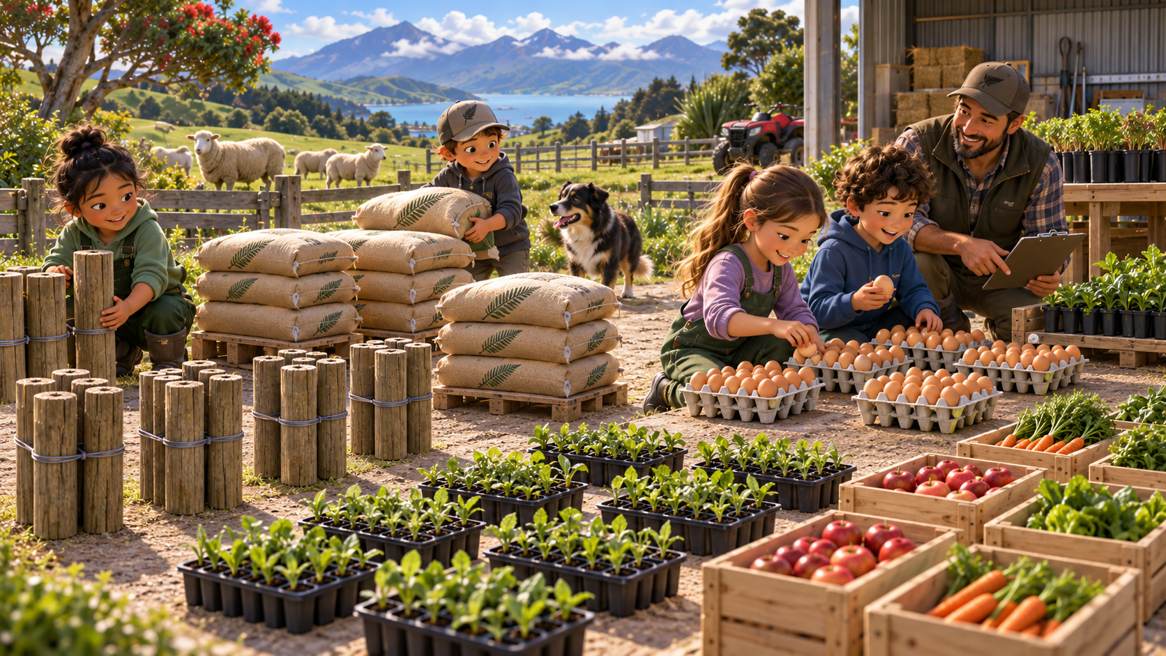 Year 4 learners using farm quantities such as eggs, feed, fence posts and seedlings to explore multiplication and division.