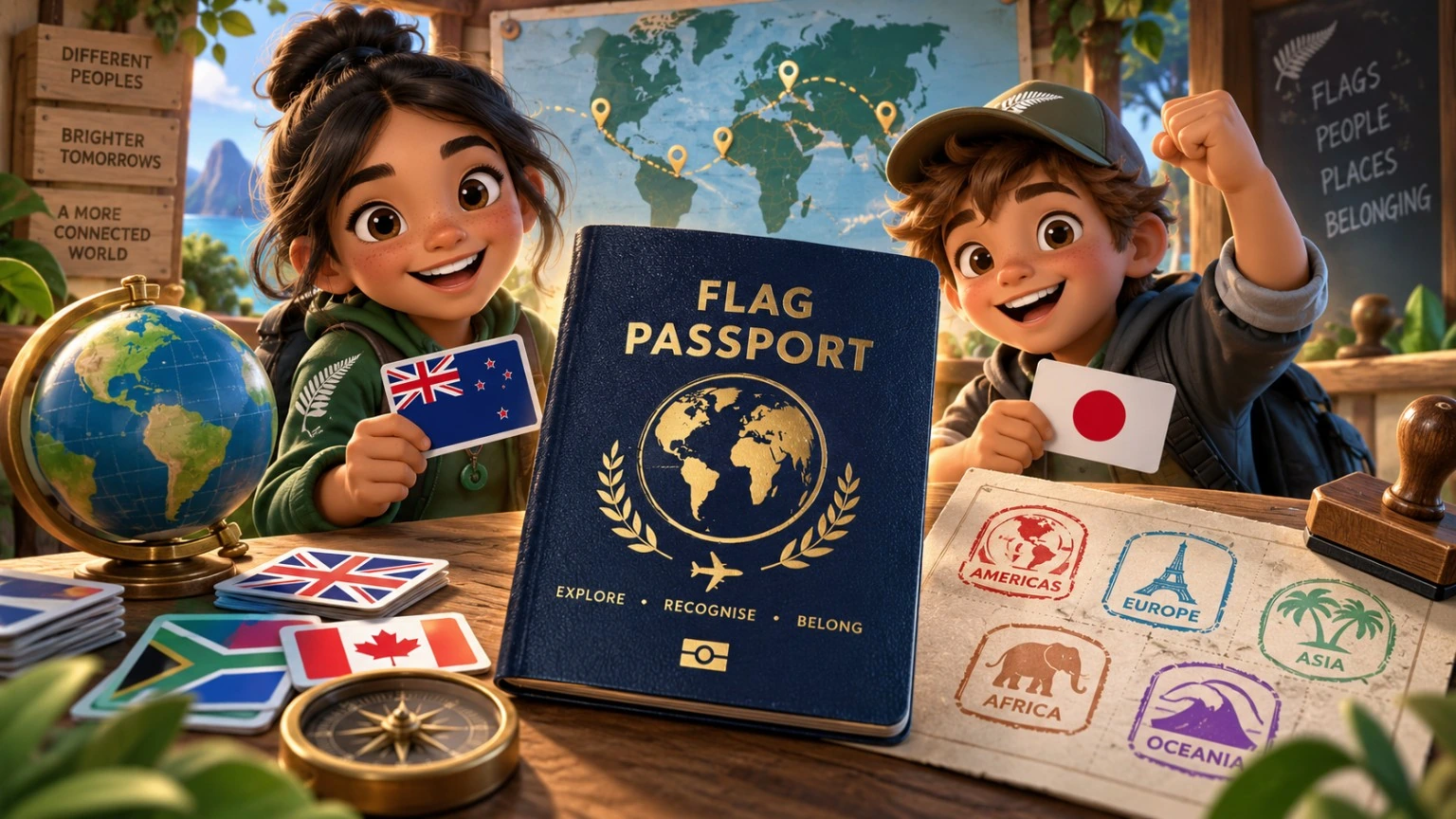 Flag Passport game artwork for recognising and comparing flags from around the world.