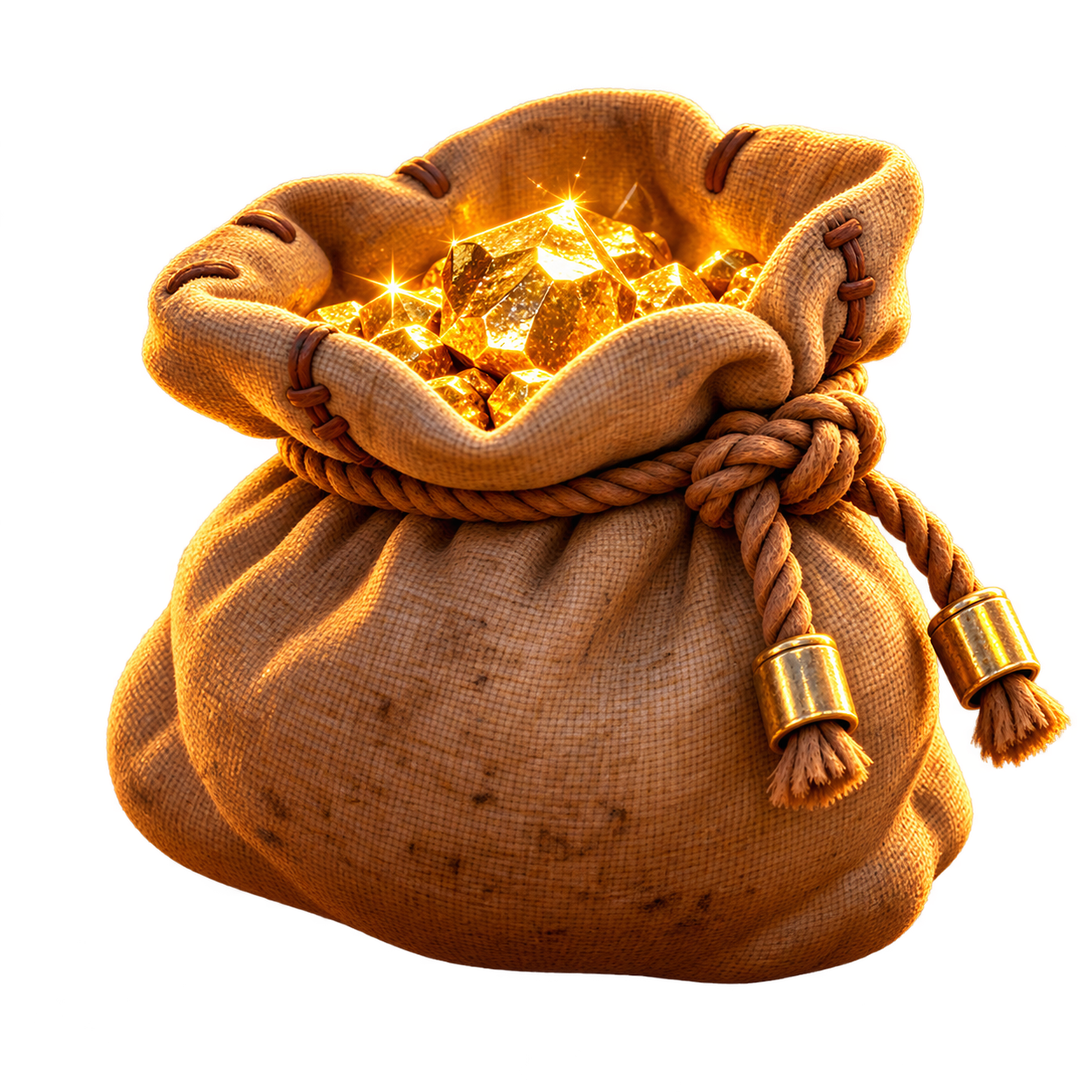 A glowing treasure pouch filled with gold.