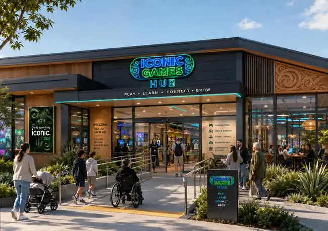 Concept visual showing a possible future Iconic Games Hub